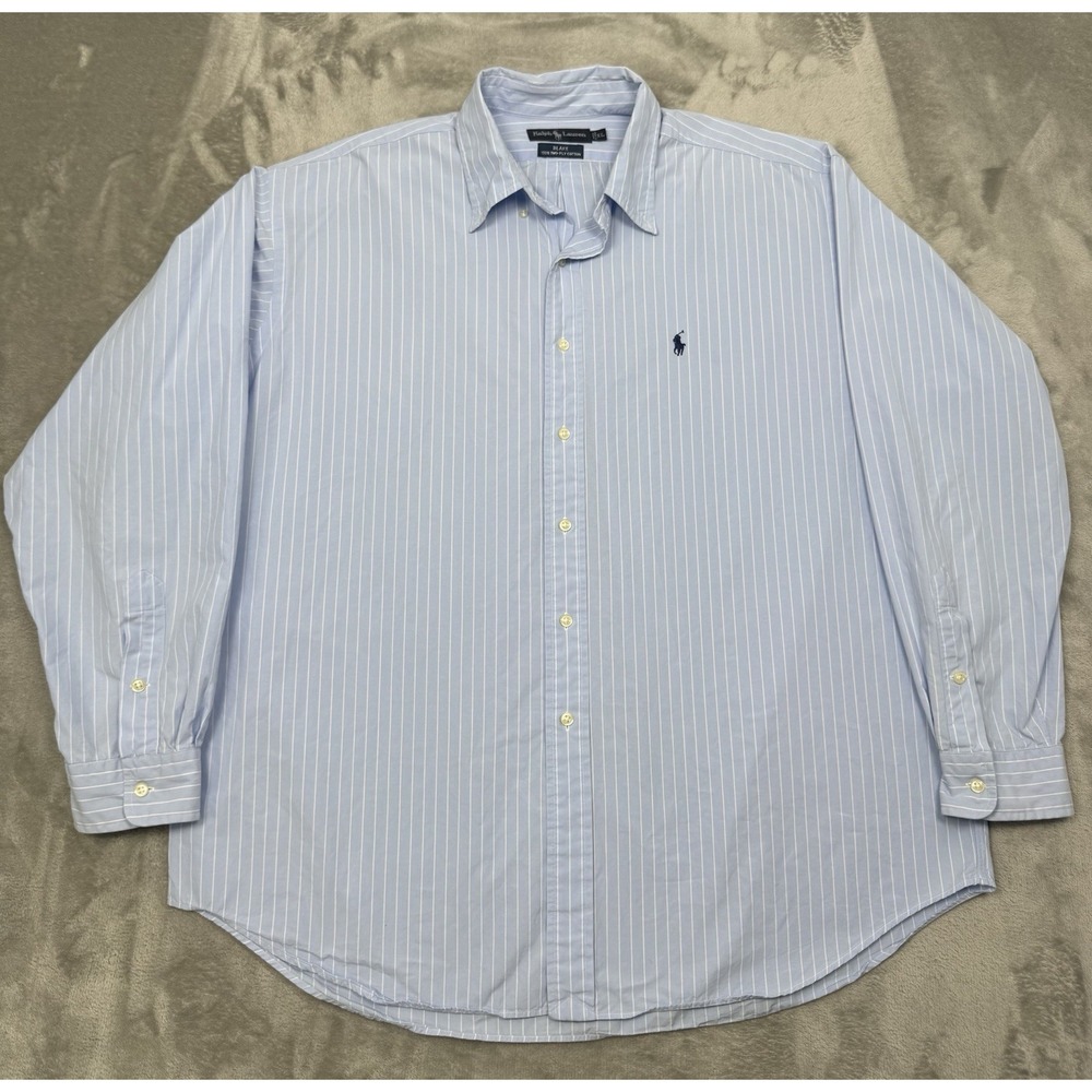 Vintage Ralph Lauren Shirt Mens XL Blue Blake Button Down Long Sleeve 90s Y2K